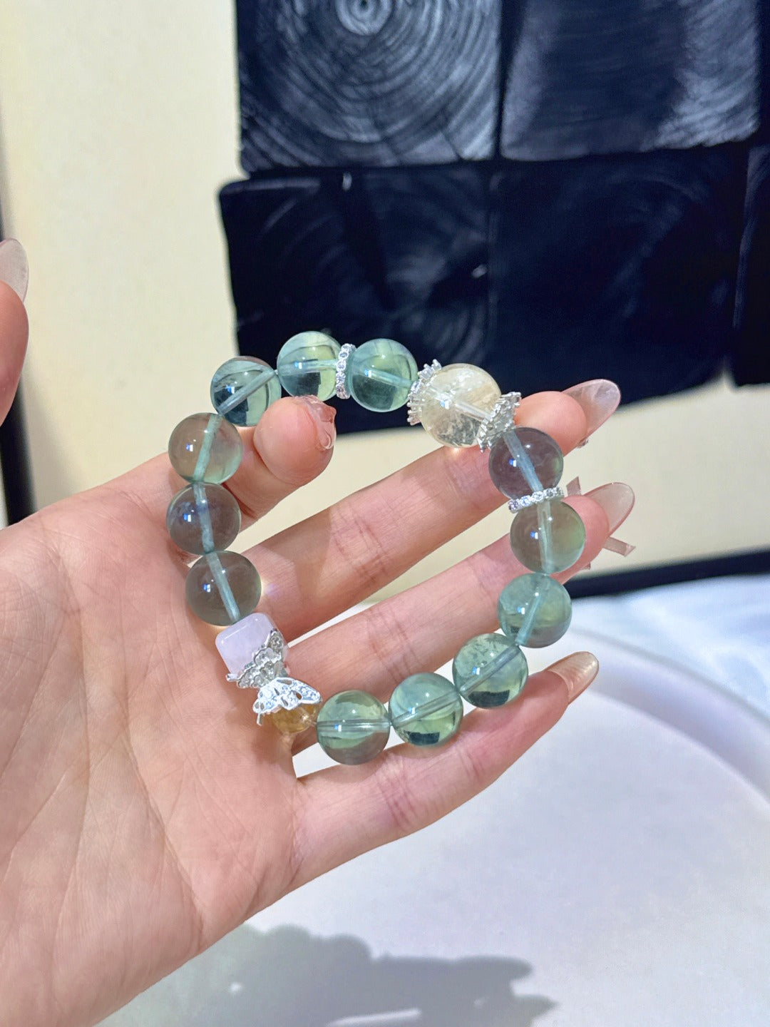▫️▪️ Green fluorite citrine bracelet
